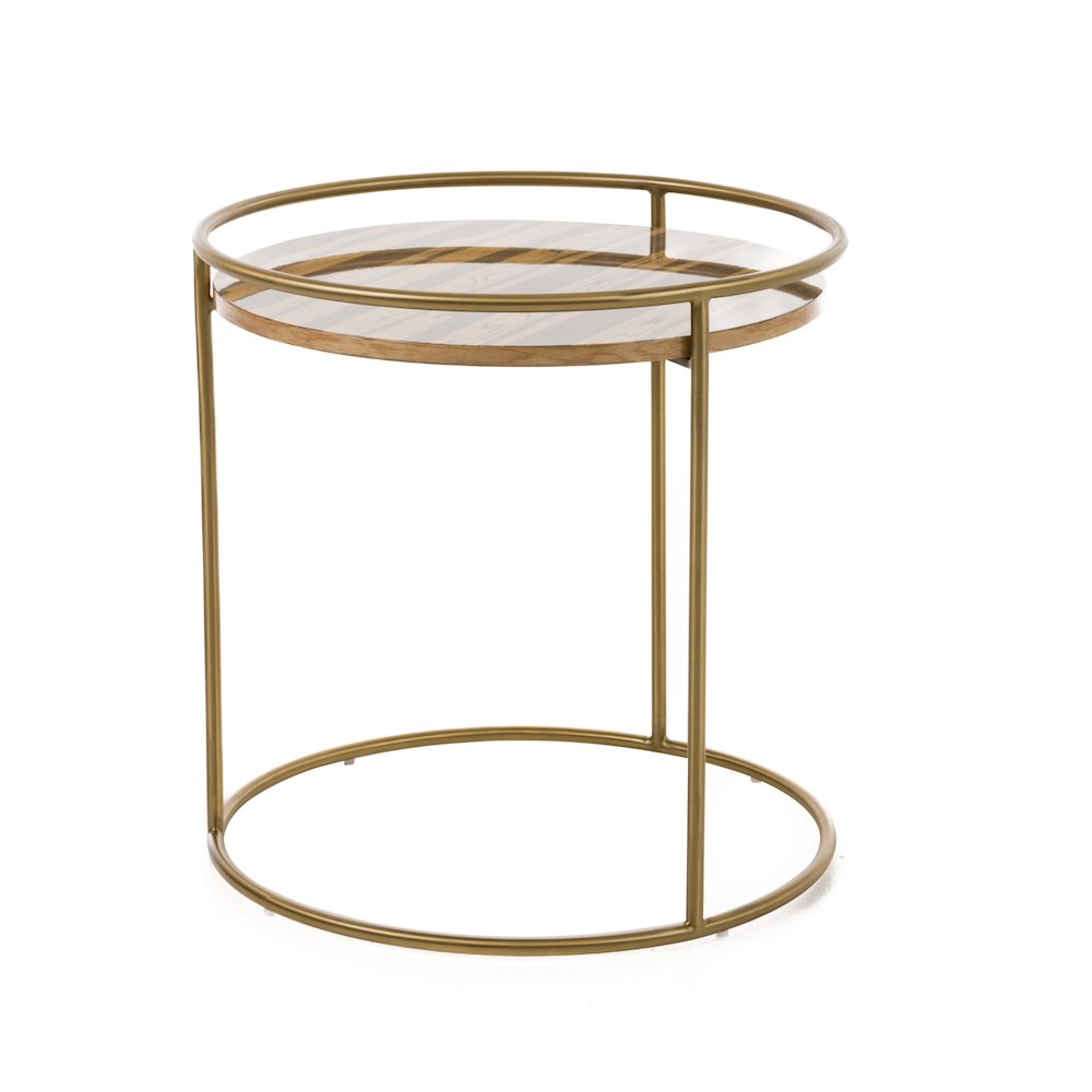 Modrest Gilcrest - Glam Brown and Gold Marble End Table. Picture 2