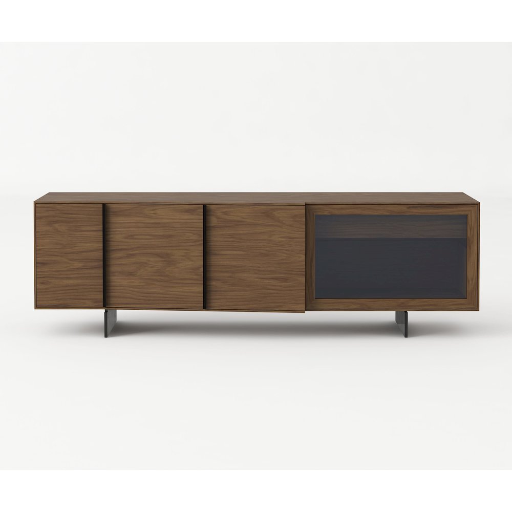 Modrest Glencoe - Modern Walnut & Grey Glass Buffet. Picture 1