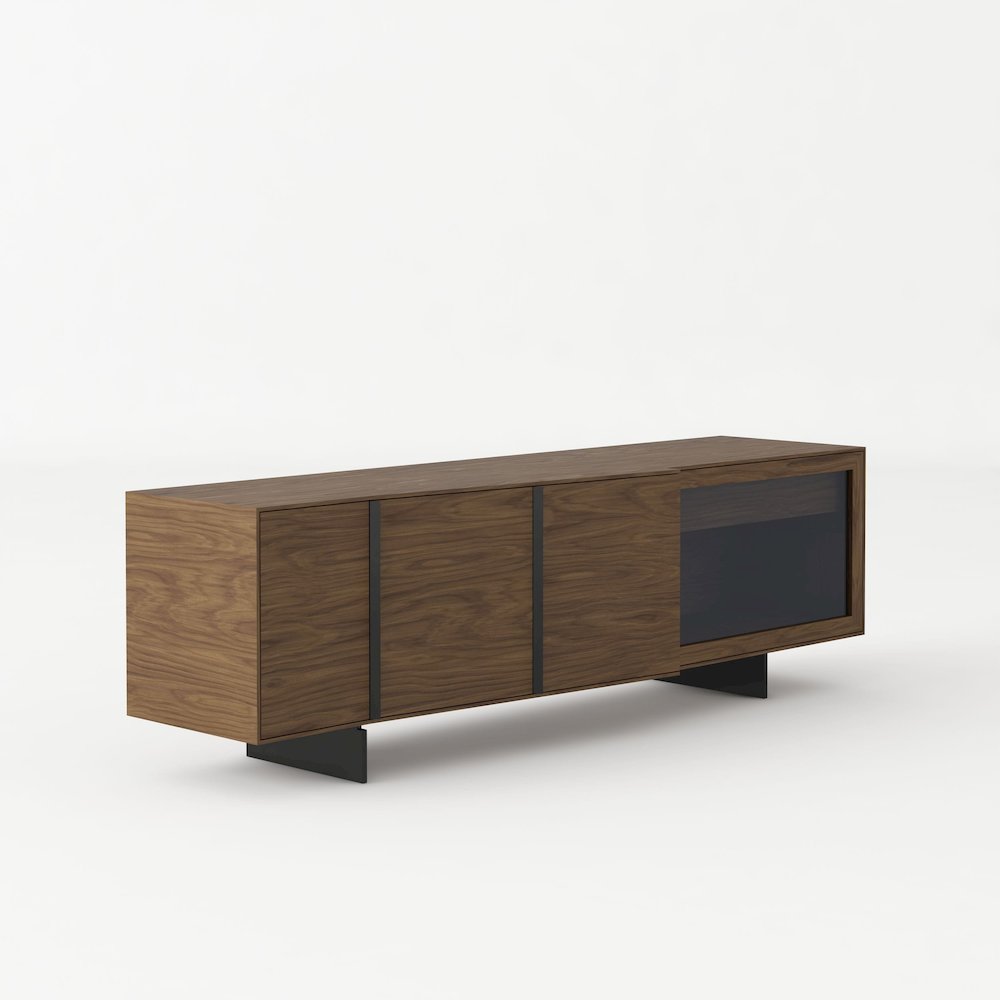 Modrest Glencoe - Modern Walnut & Grey Glass Buffet. Picture 2