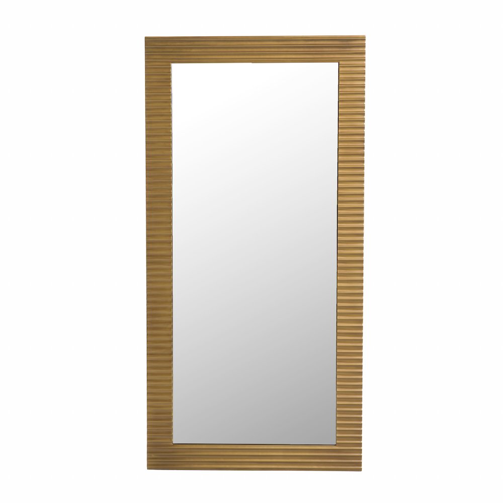Glinda - Modern Brushed Brass Floor Mirror. Picture 1