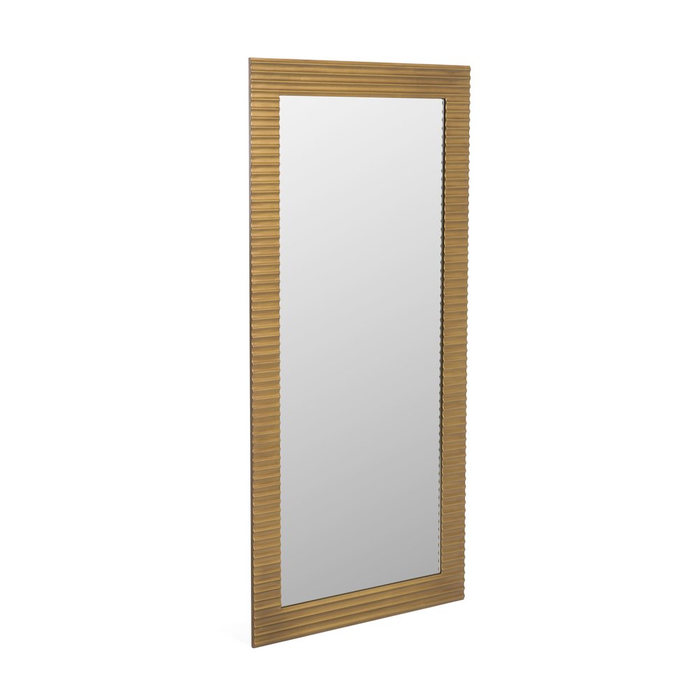 Glinda - Modern Brushed Brass Floor Mirror. Picture 2