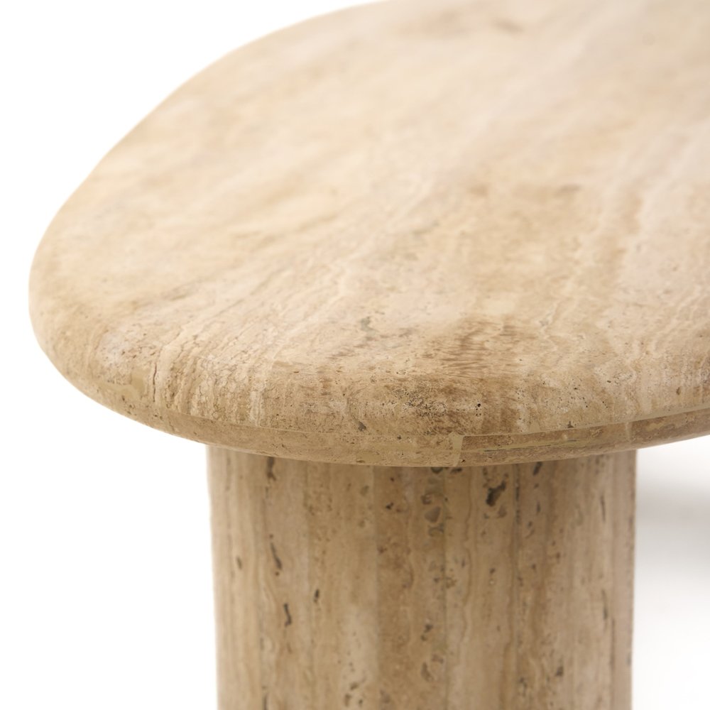 Gracemont - Modern Travertine Marble Freeform Coffee Table. Picture 4
