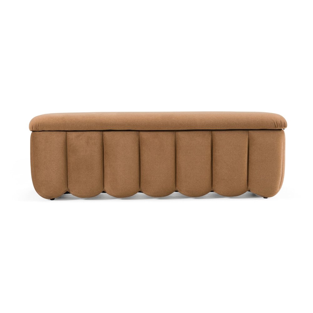 Modrest Harris - Modern Brown Fabric Bench w/ Storage. Picture 1