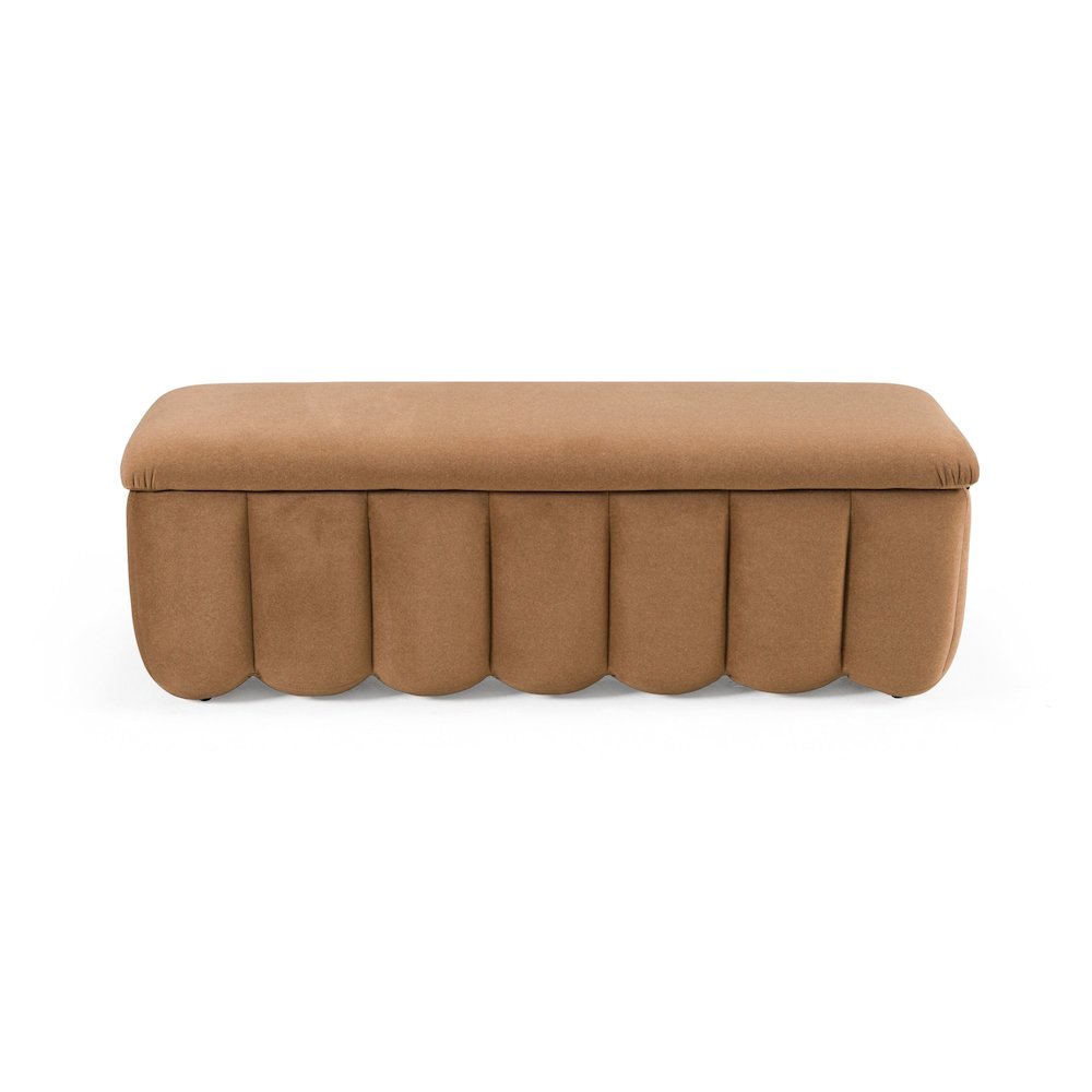 Modrest Harris - Modern Brown Fabric Bench w/ Storage. Picture 3