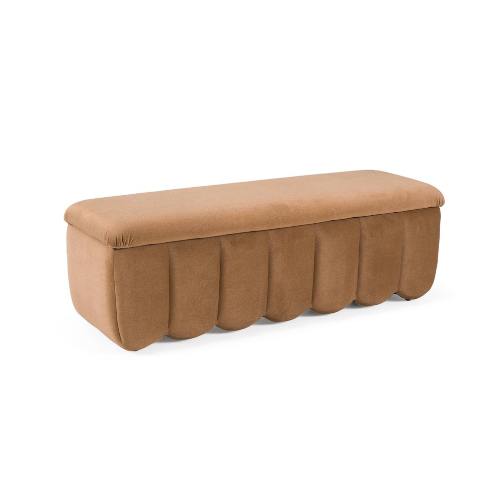 Modrest Harris - Modern Brown Fabric Bench w/ Storage. Picture 2