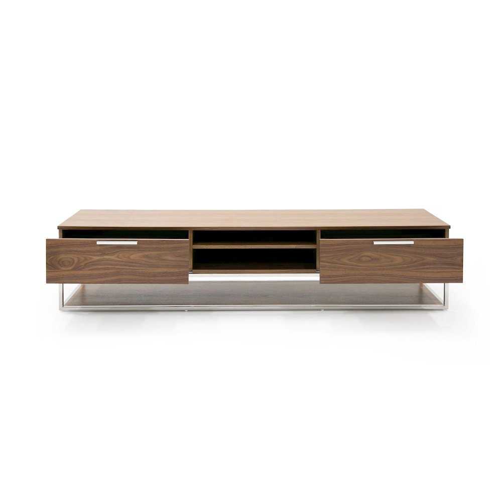 Modrest Heloise - Modern Walnut and Stainless Steel TV Stand. Picture 2