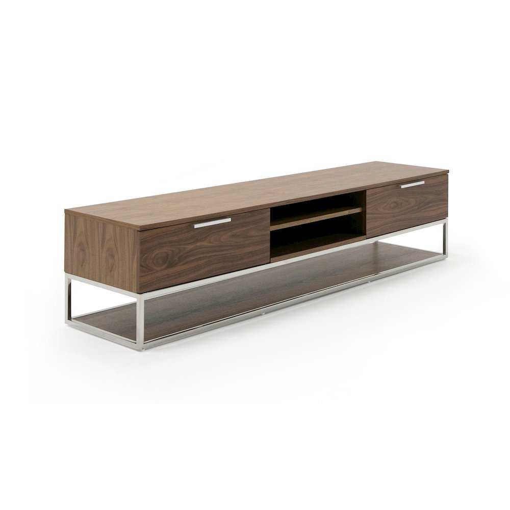 Modrest Heloise - Modern Walnut and Stainless Steel TV Stand. Picture 3