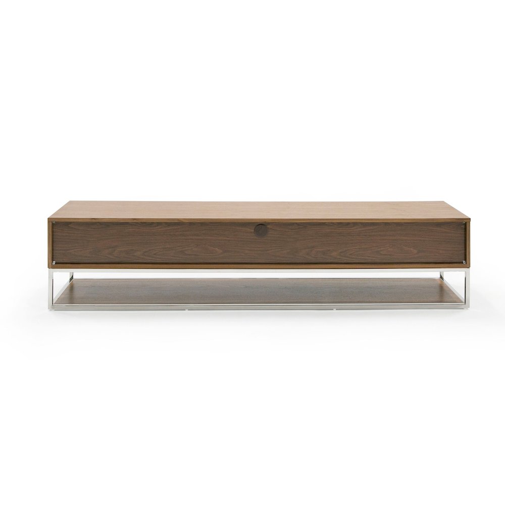 Modrest Heloise - Modern Walnut and Stainless Steel TV Stand. Picture 5