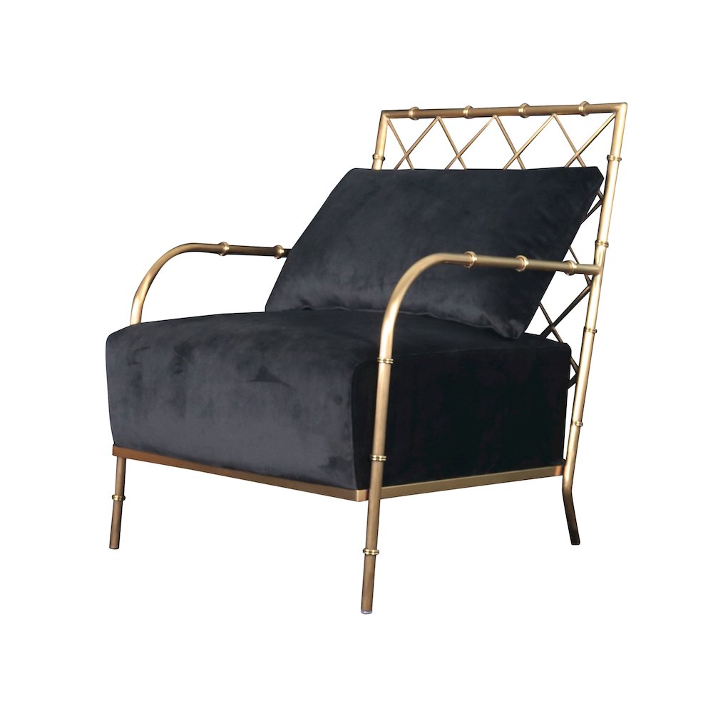 Divani Casa Ignacio - Glam Black Velvet & Gold Accent Chair. Picture 1
