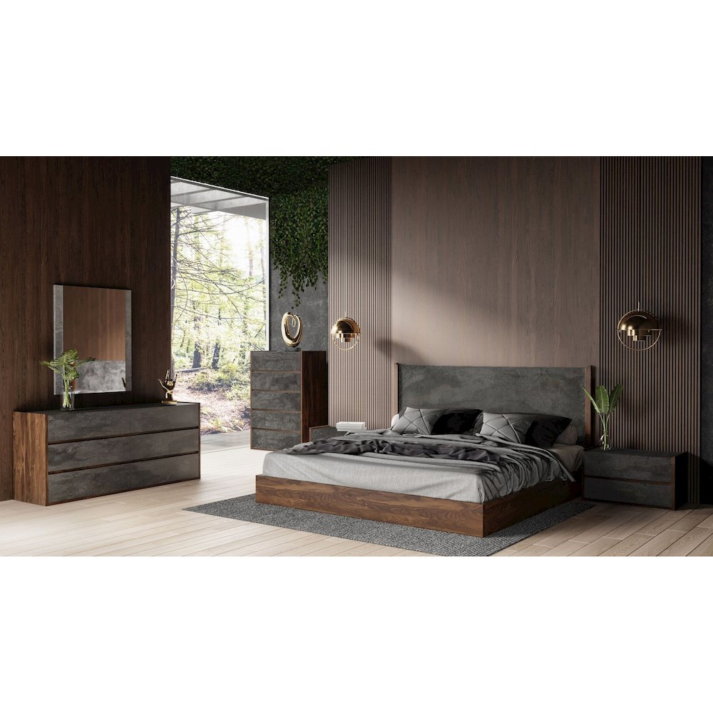 Nova Domus Rado - Queen Modern Walnut and Volcanic Slate Bed. Picture 3