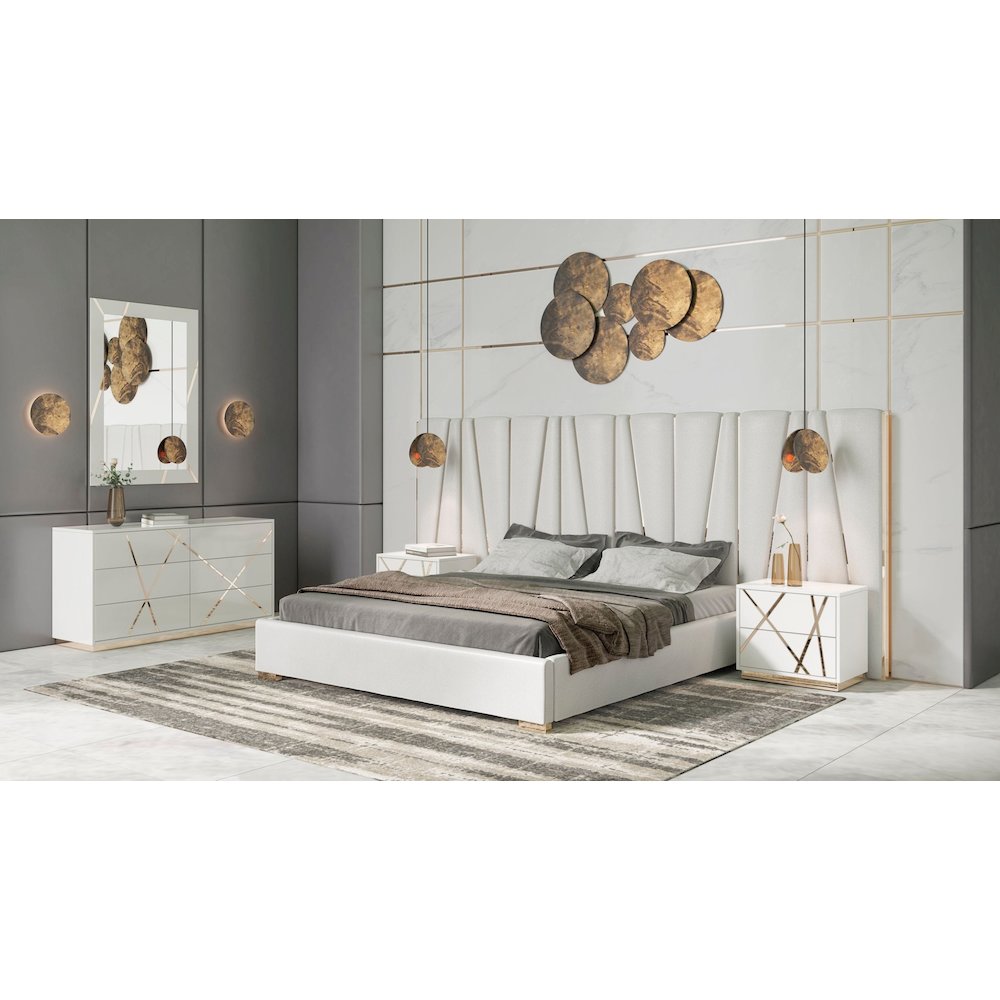 Modrest Nixa - Queen Modern White and Gold Bed. Picture 7