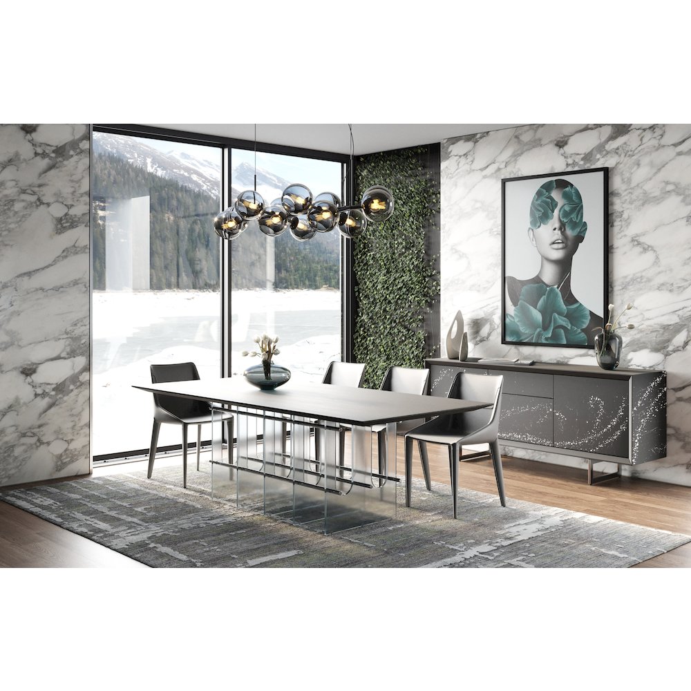 Modrest Inverness - Contemporary Black Oak + Acrylic Dining Table. Picture 6