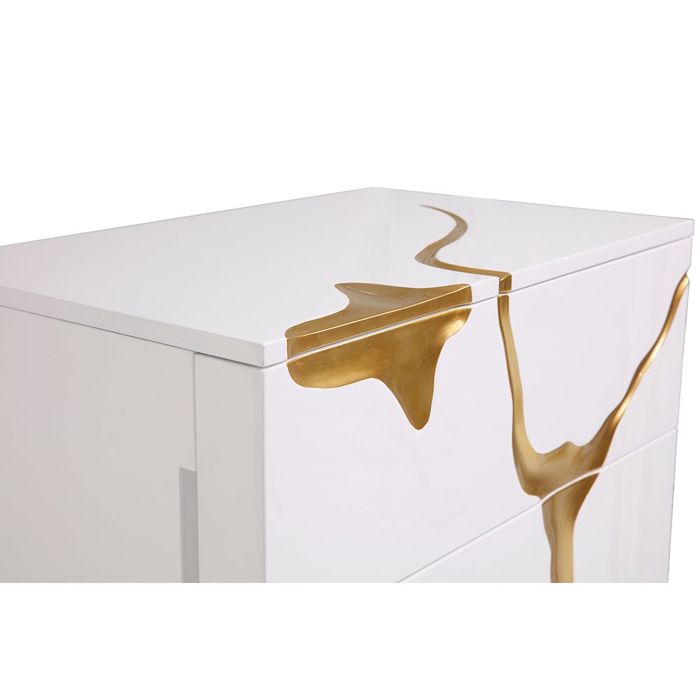 Modrest Aspen Modern White & Gold Chest. Picture 3