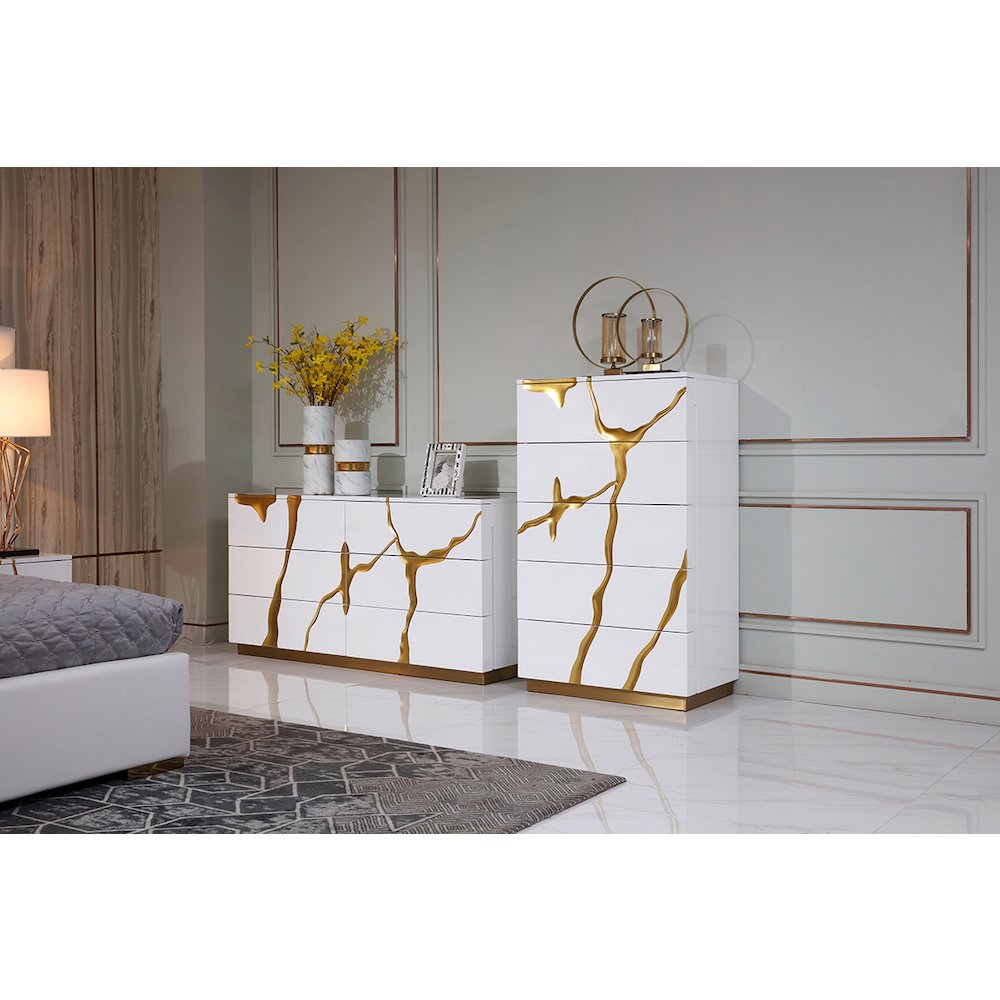 Modrest Aspen Modern White & Gold Chest. Picture 5