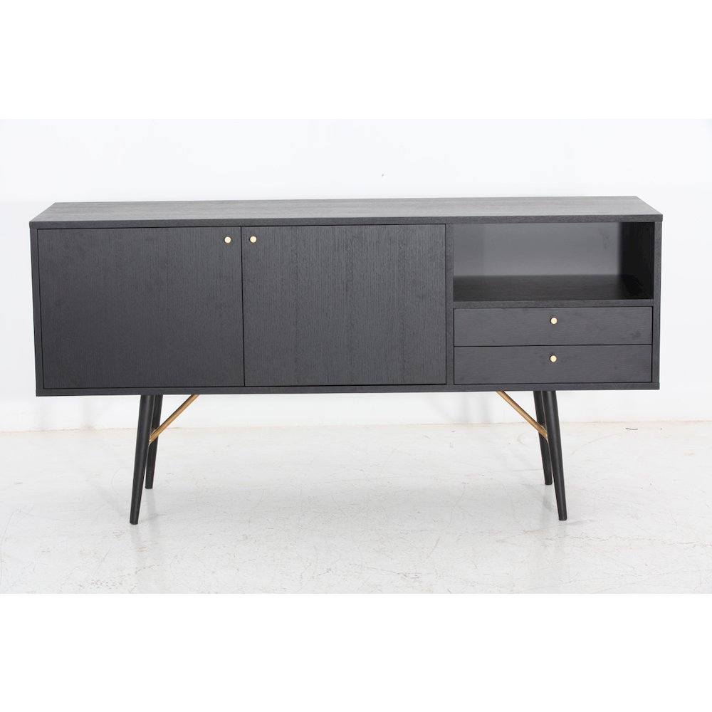 Modrest Billy Modern Black Oak & Gold Buffet. Picture 1