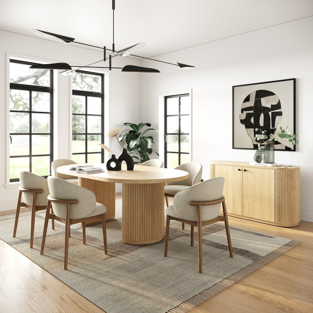 Jacobson - Modern Natural Acacia Oval Dining Table. Picture 2