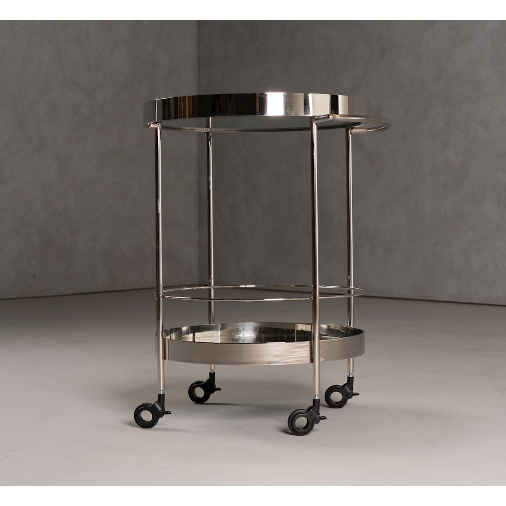 Modrest Jeeves - Modern Stainless Steel + Mirror Rolling Cart. Picture 3
