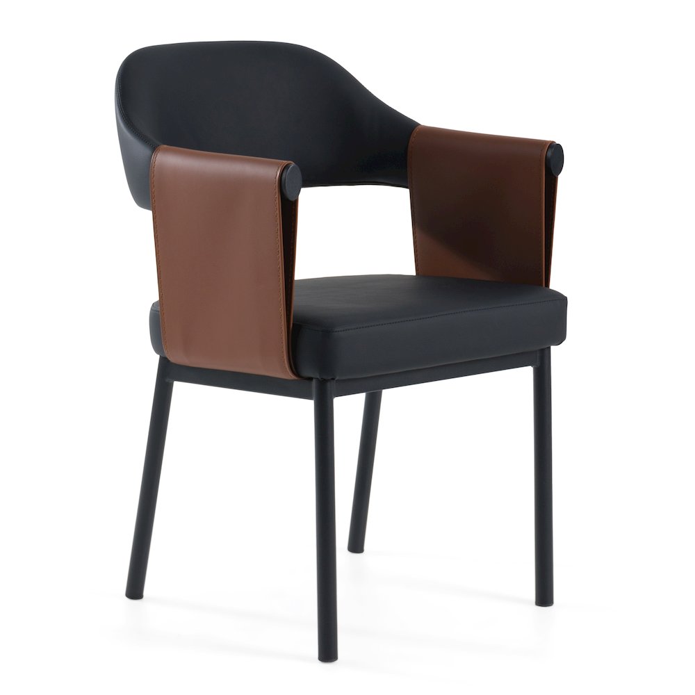 Modrest Jensen - Modern Black + Camel Vegan Leather Dining Chair. Picture 1