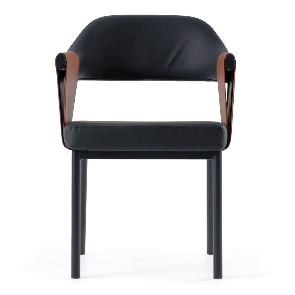 Modrest Jensen - Modern Black + Camel Vegan Leather Dining Chair. Picture 2