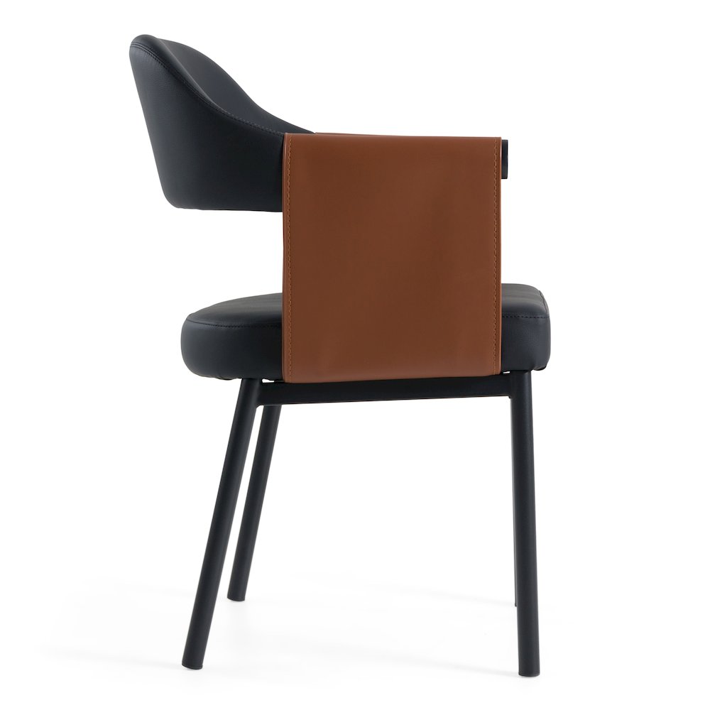 Modrest Jensen - Modern Black + Camel Vegan Leather Dining Chair. Picture 3