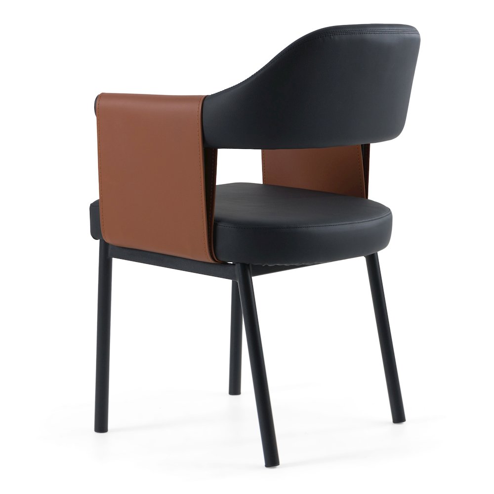 Modrest Jensen - Modern Black + Camel Vegan Leather Dining Chair. Picture 5