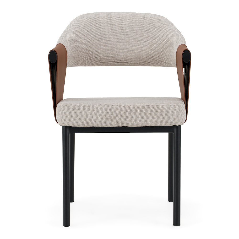 Jensen - Modern Light Grey Fabric + Camel Vegan Leather Dining Chair. Picture 4