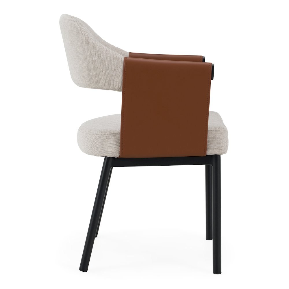 Jensen - Modern Light Grey Fabric + Camel Vegan Leather Dining Chair. Picture 5