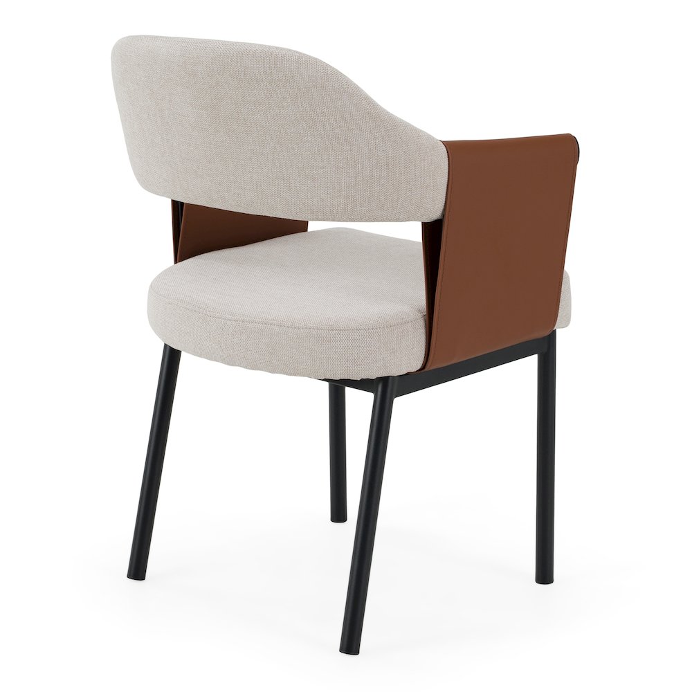 Jensen - Modern Light Grey Fabric + Camel Vegan Leather Dining Chair. Picture 6