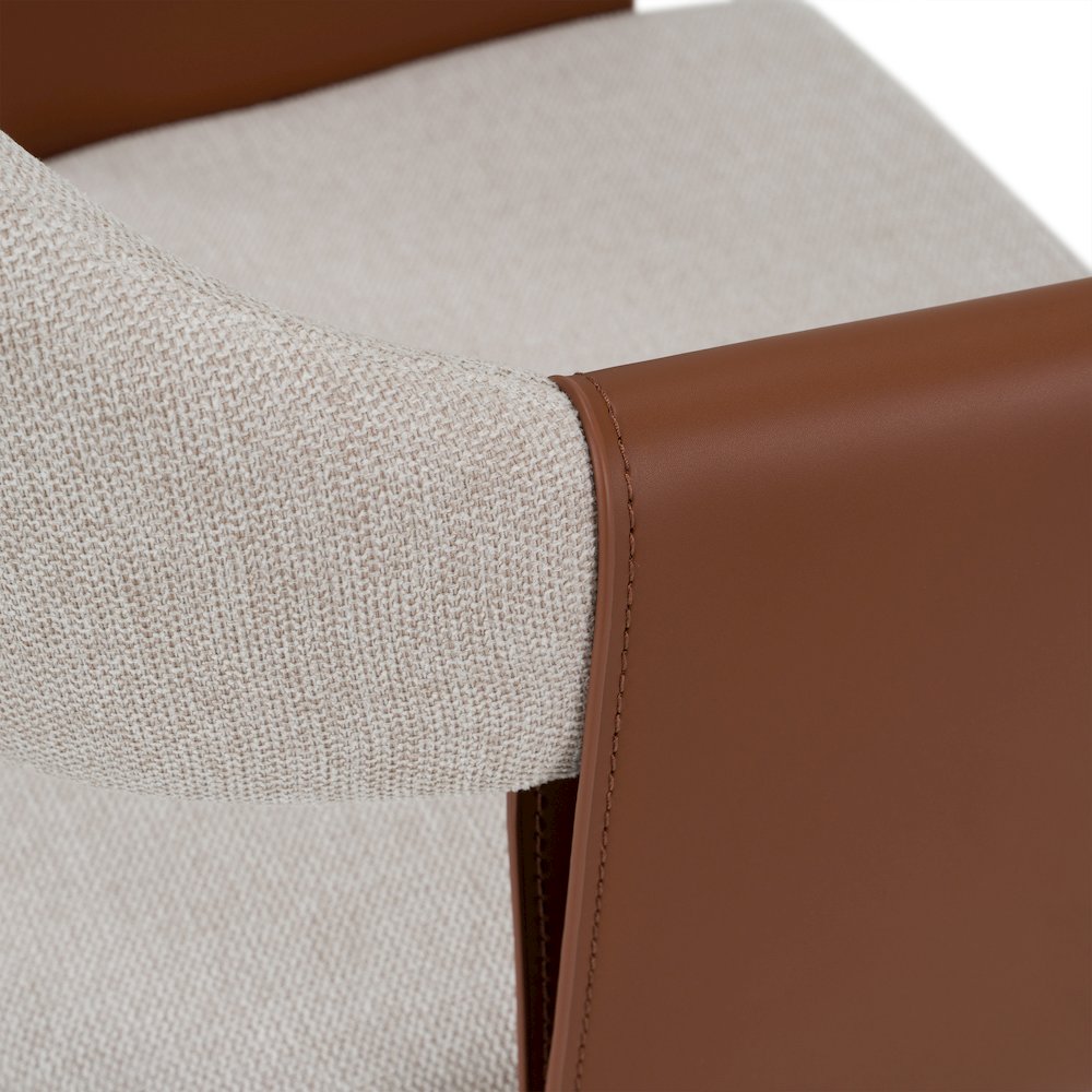 Jensen - Modern Light Grey Fabric + Camel Vegan Leather Dining Chair. Picture 8