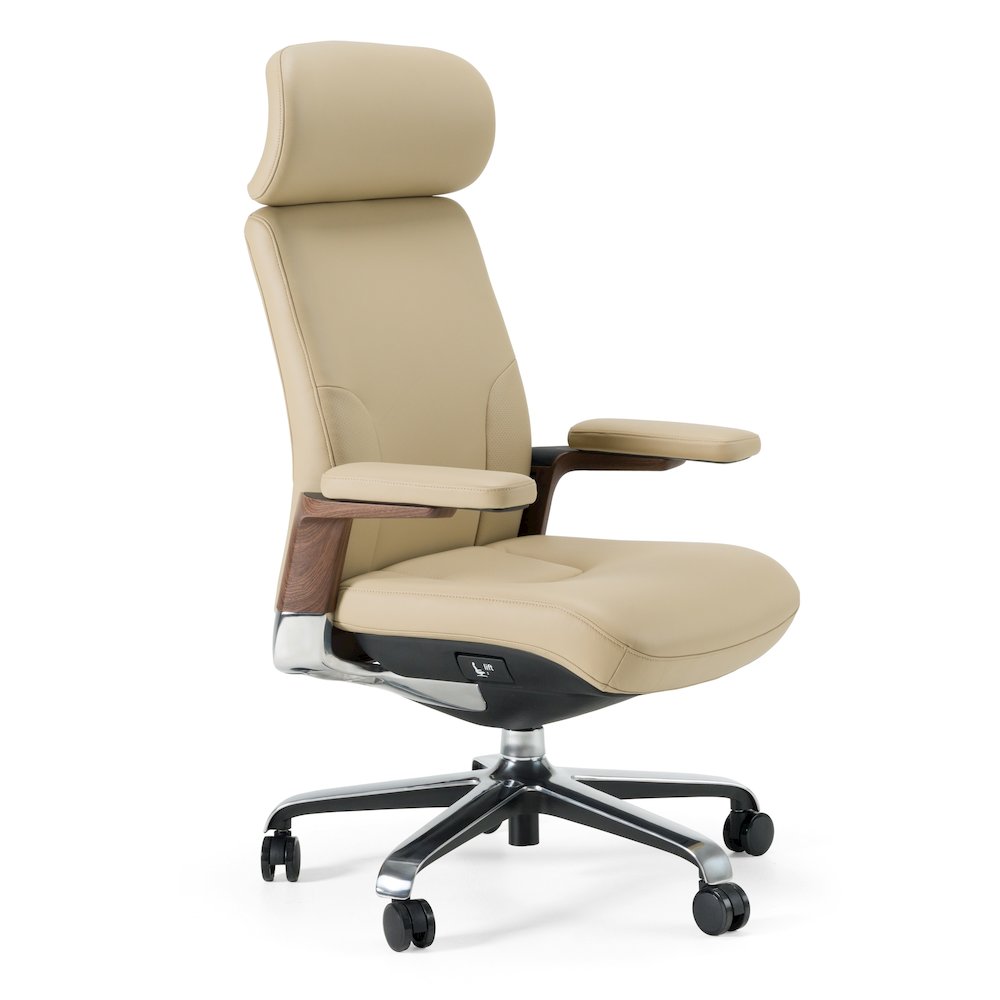 Modrest Johnson - Modern Beige Leather Executive Office Chair. Picture 2