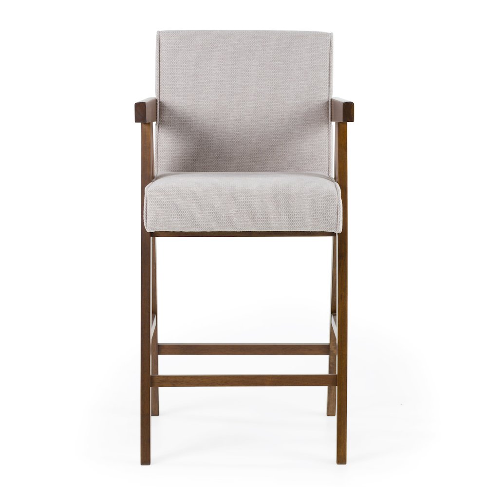 Modrest Joseline - Modern Beige Fabric + Walnut Counter Chair (Set of 2). Picture 3