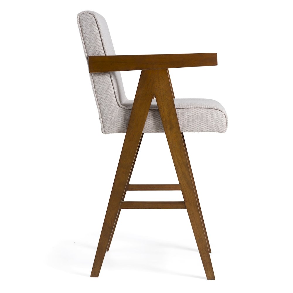 Modrest Joseline - Modern Beige Fabric + Walnut Counter Chair (Set of 2). Picture 4