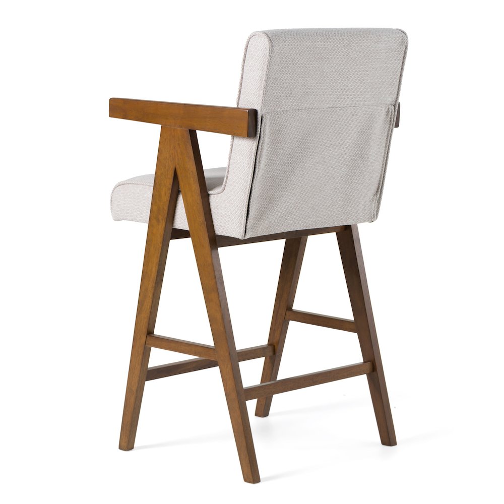 Modrest Joseline - Modern Beige Fabric + Walnut Counter Chair (Set of 2). Picture 6