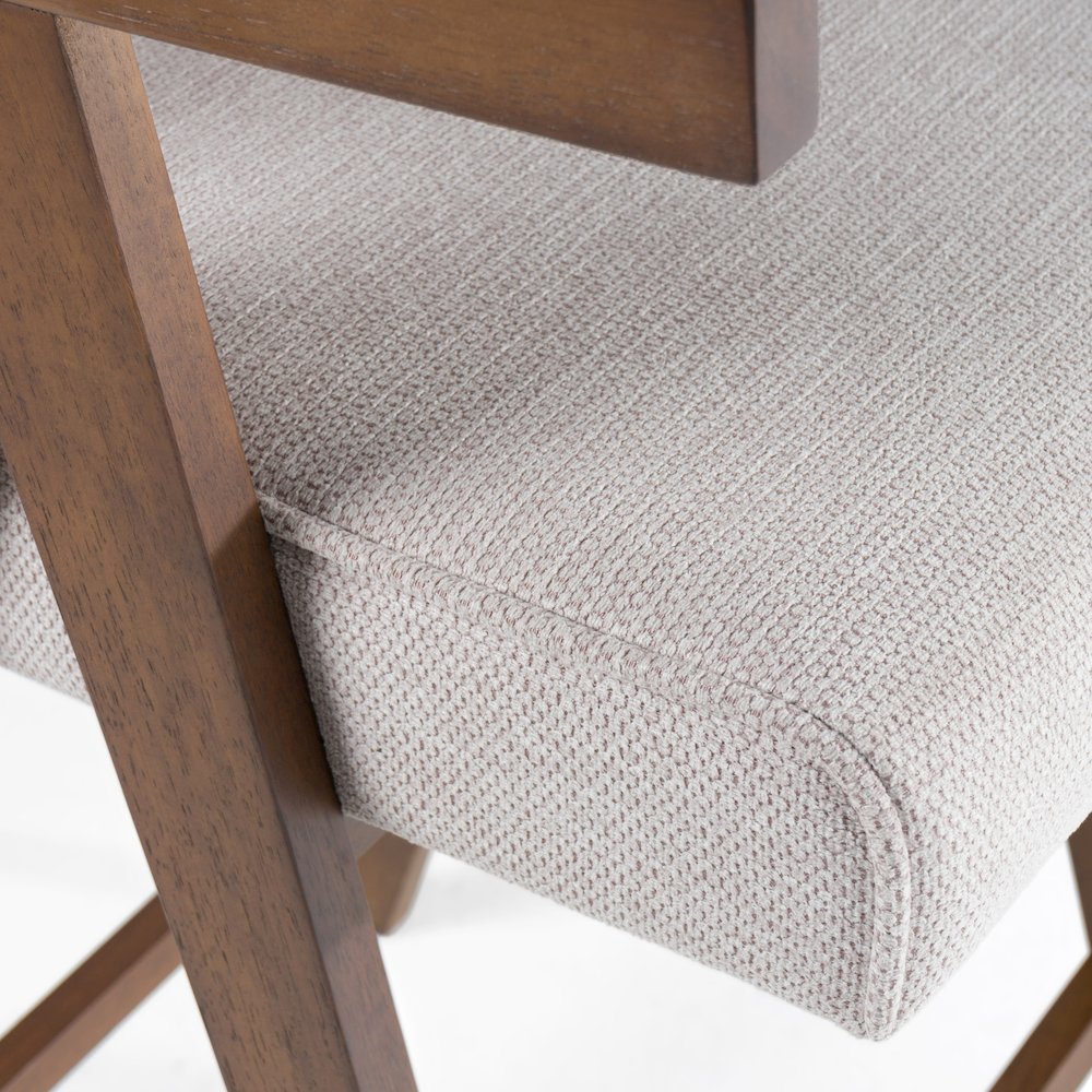 Modrest Joseline - Modern Beige Fabric + Walnut Counter Chair (Set of 2). Picture 7