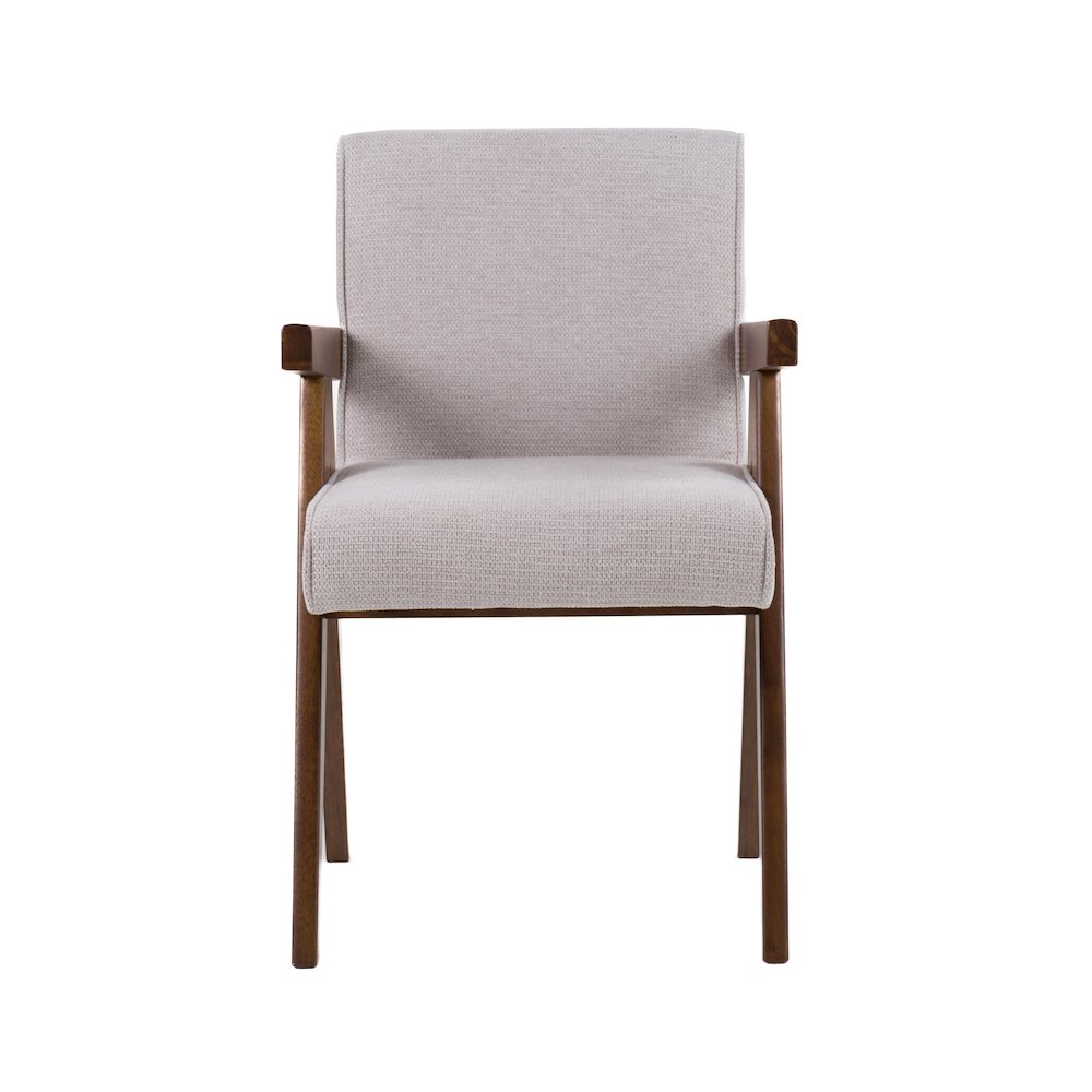 Modrest Joseline - Modern Beige Fabric + Walnut Dining Chair (Set of 2). Picture 2