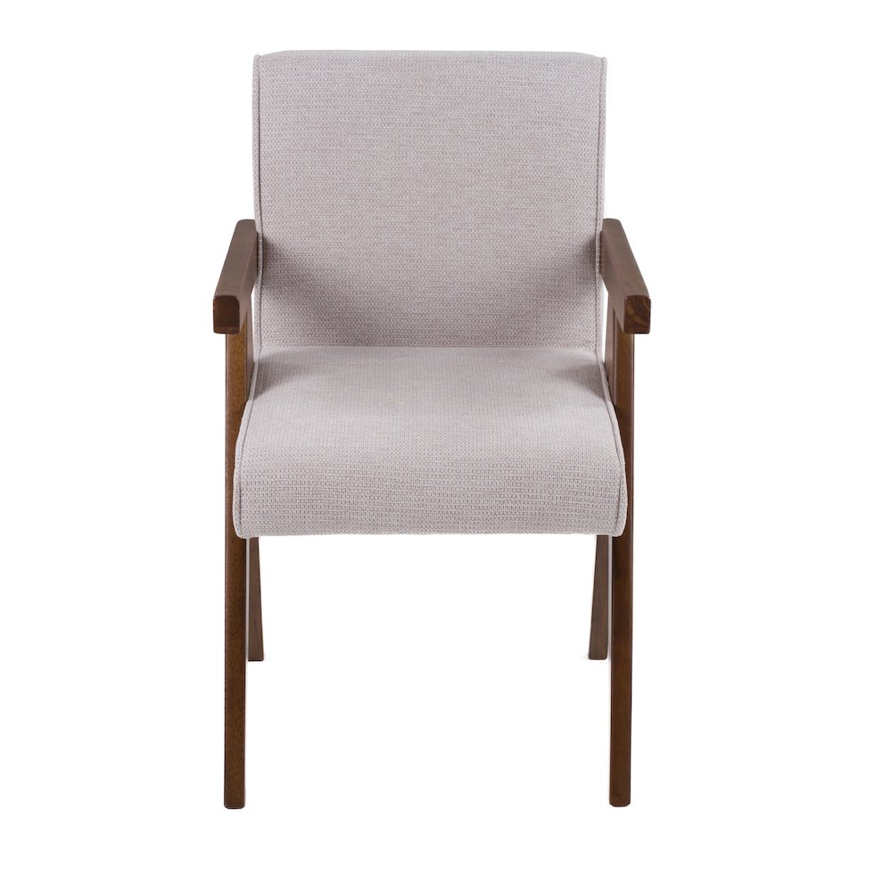 Modrest Joseline - Modern Beige Fabric + Walnut Dining Chair (Set of 2). Picture 3