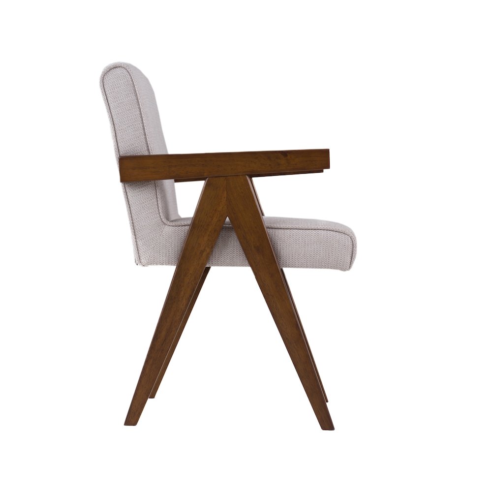 Modrest Joseline - Modern Beige Fabric + Walnut Dining Chair (Set of 2). Picture 5