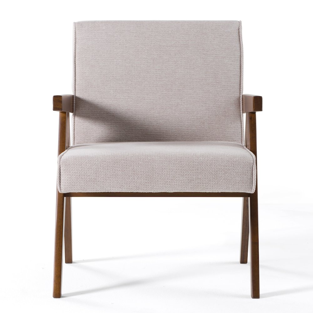Modrest Joseline - Modern Beige Fabric + Walnut Accent Chair (Set of 2). Picture 2