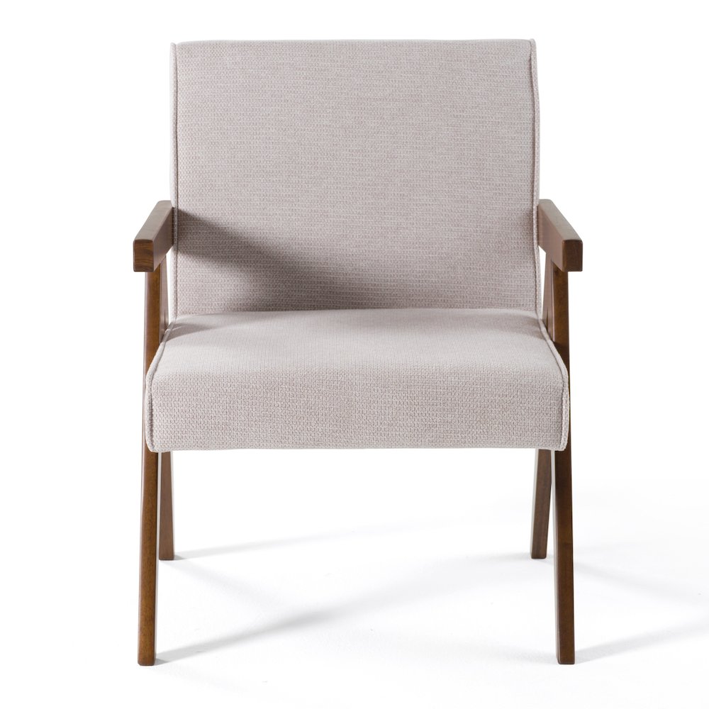 Modrest Joseline - Modern Beige Fabric + Walnut Accent Chair (Set of 2). Picture 3