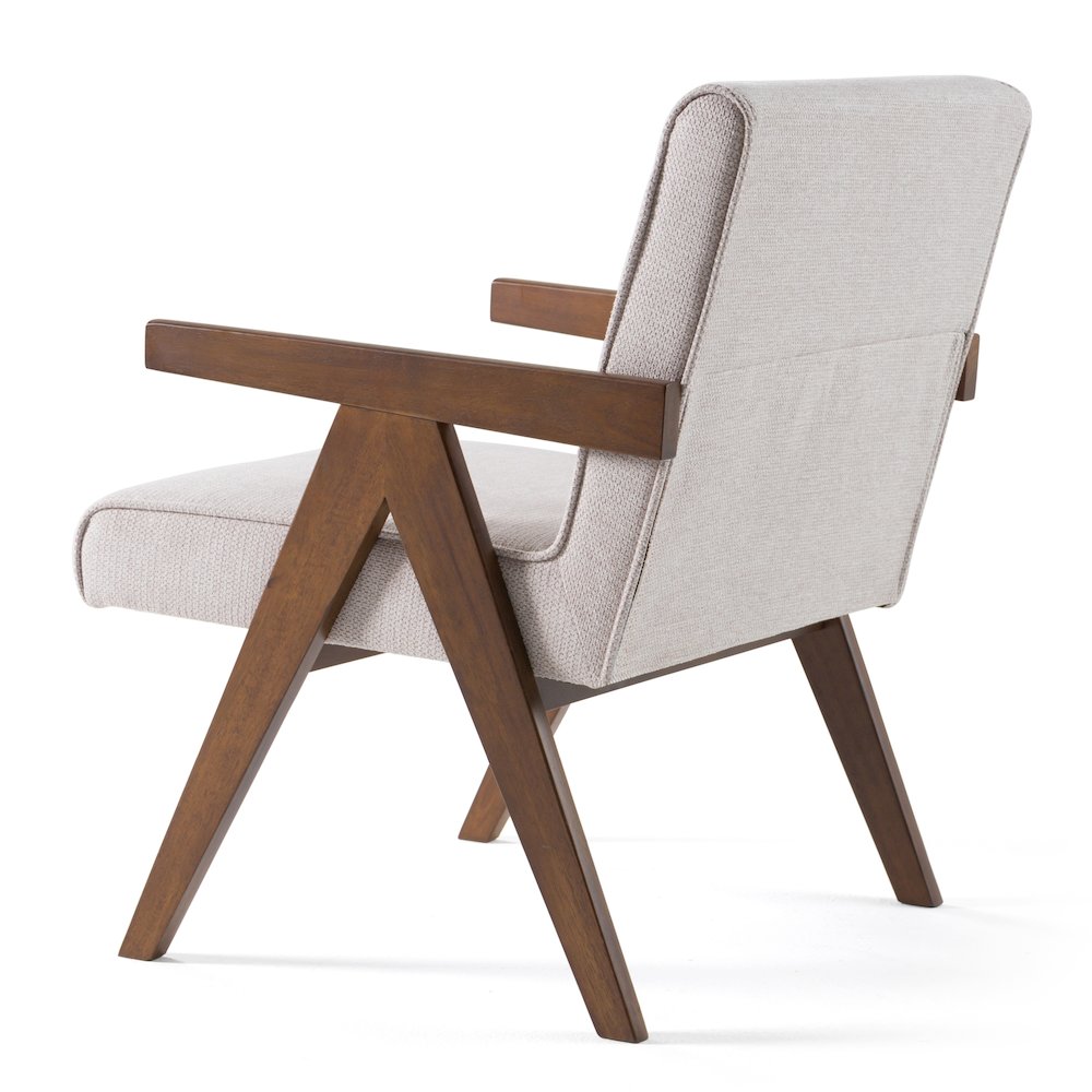 Modrest Joseline - Modern Beige Fabric + Walnut Accent Chair (Set of 2). Picture 7
