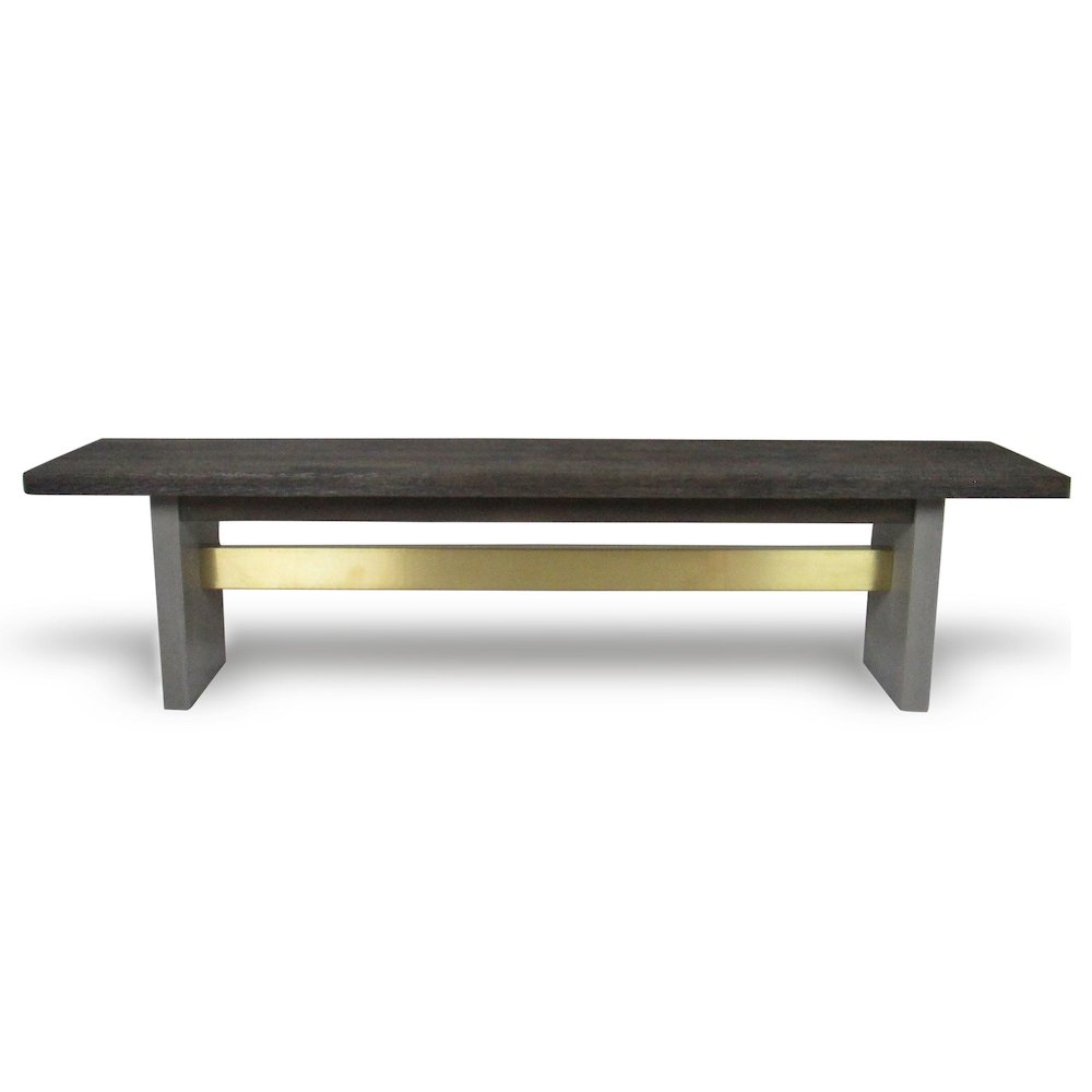 Modrest June - Modern Dark Grey Concrete & Walnut Dining Bench. Picture 2