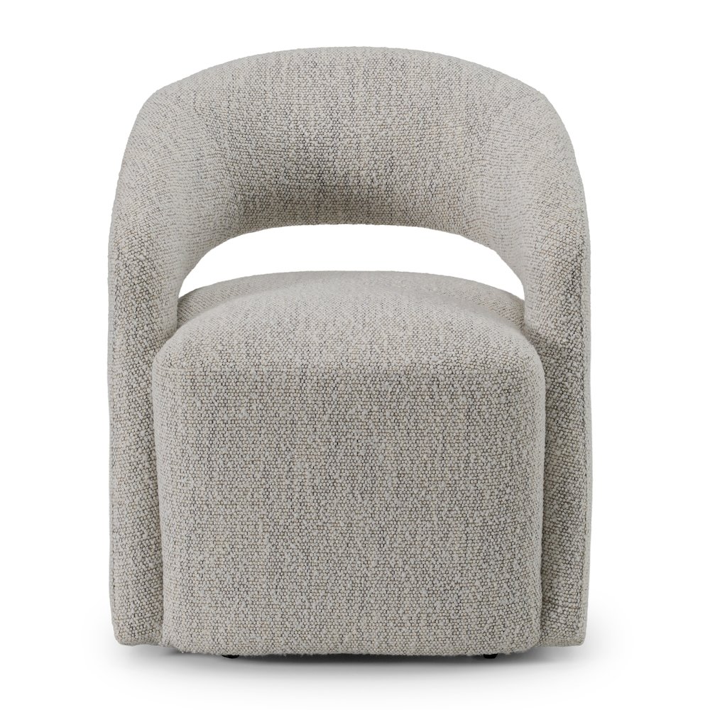 Kadoka - Modern Light Grey Fabric Dining Chair with Castor Wheels. Picture 2