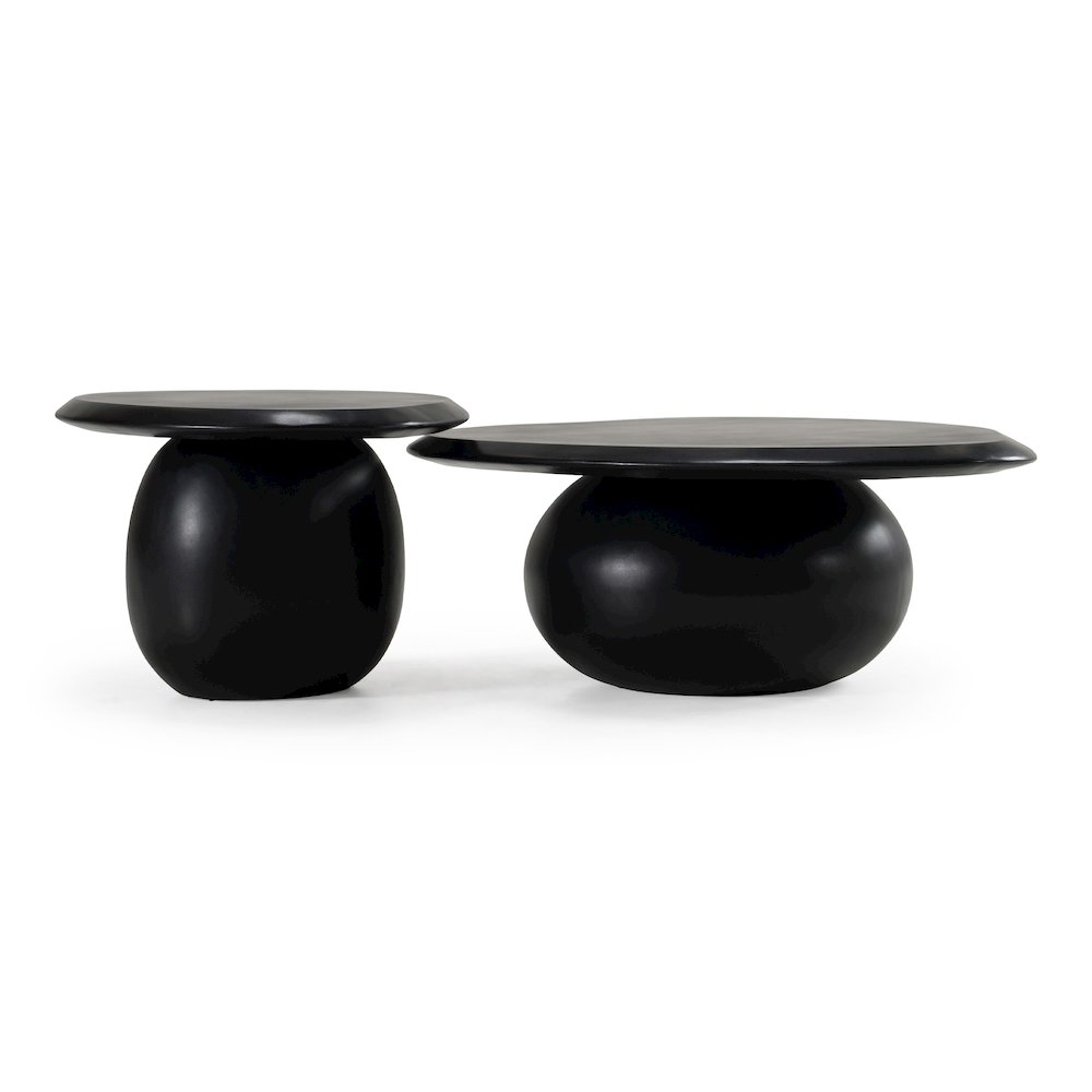 Kalvin - Modern Black Concrete Nesting Coffee Table Set. Picture 1