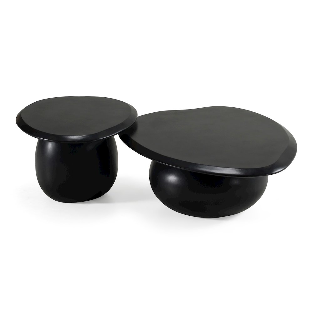 Kalvin - Modern Black Concrete Nesting Coffee Table Set. Picture 2