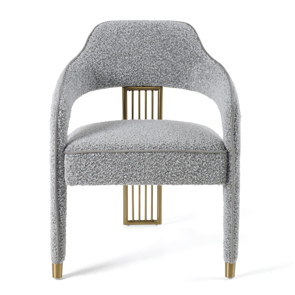 Kasem - Modern Grey Fabric Gold Dining Chair. Picture 2