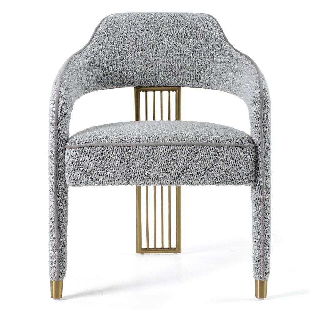 Kasem - Modern Grey Fabric Gold Dining Chair. Picture 3