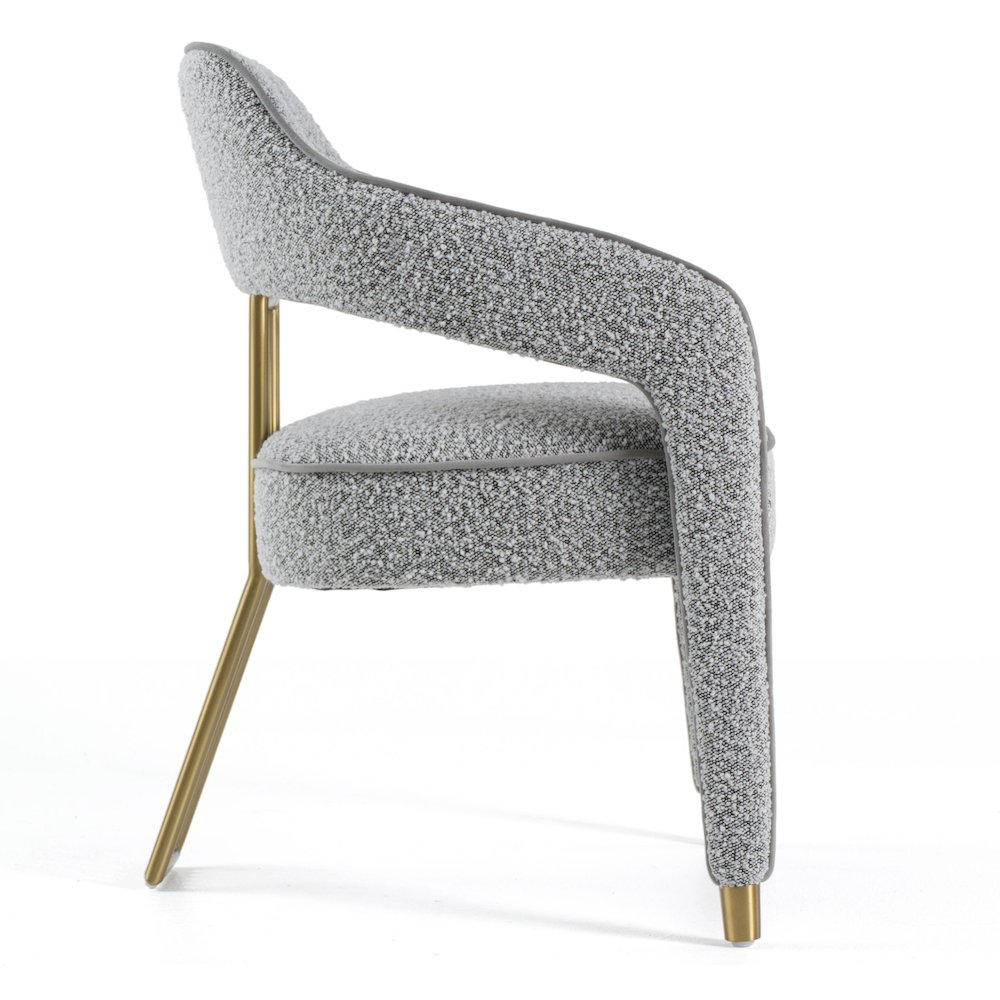 Kasem - Modern Grey Fabric Gold Dining Chair. Picture 4