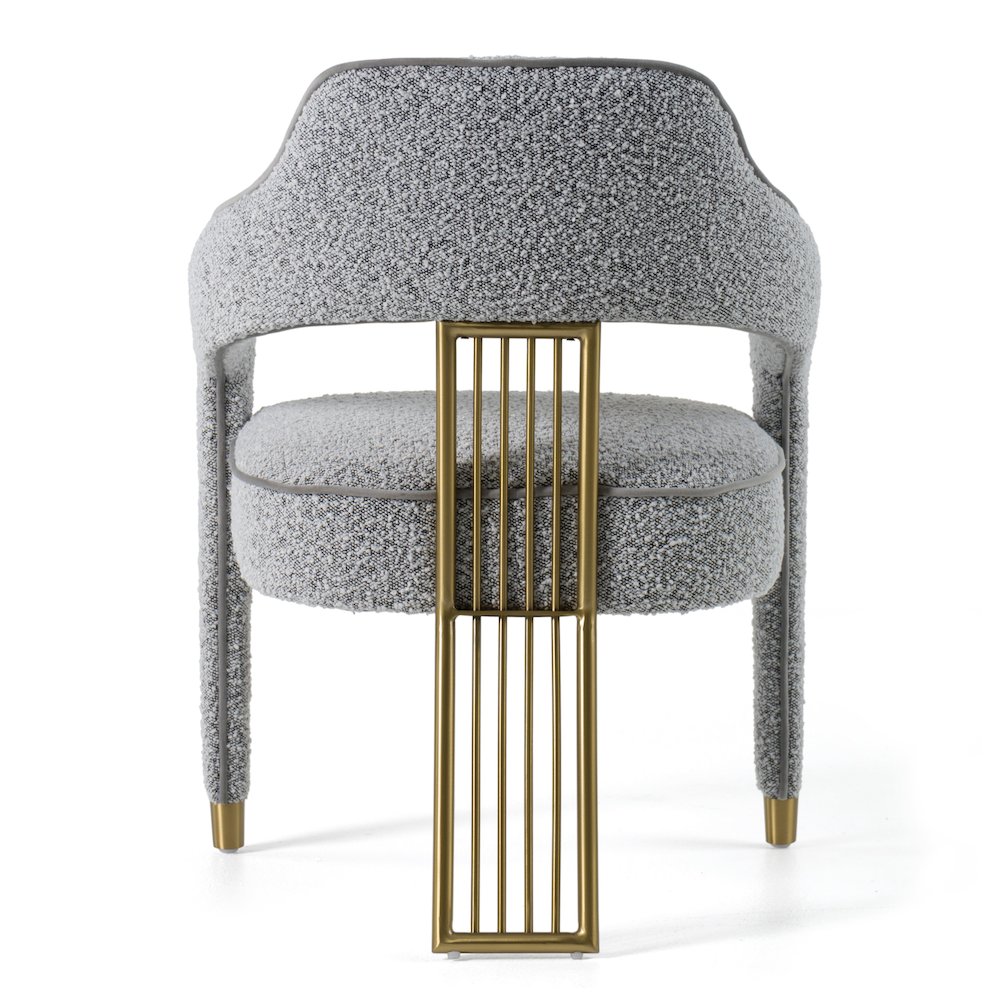 Kasem - Modern Grey Fabric Gold Dining Chair. Picture 5
