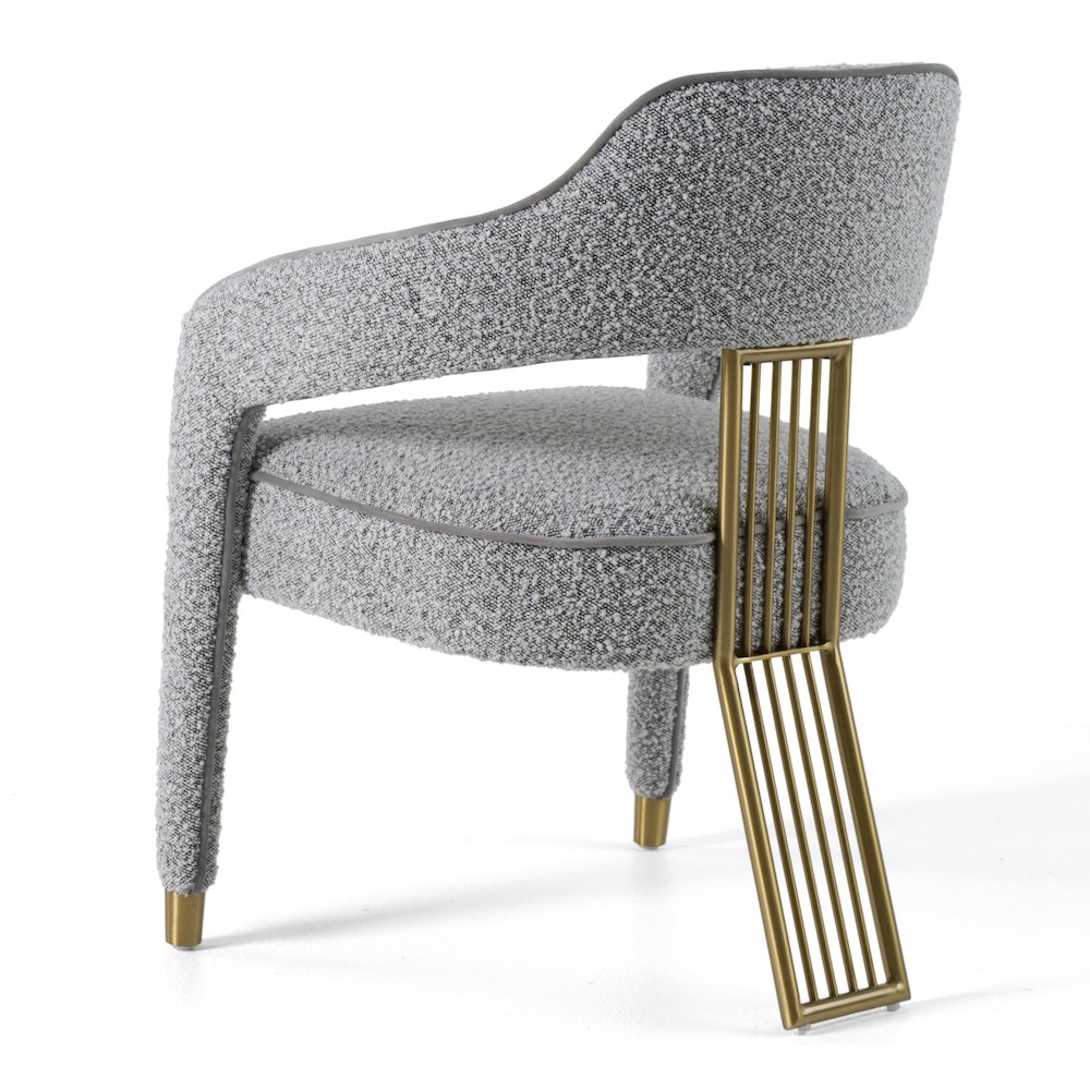 Kasem - Modern Grey Fabric Gold Dining Chair. Picture 6
