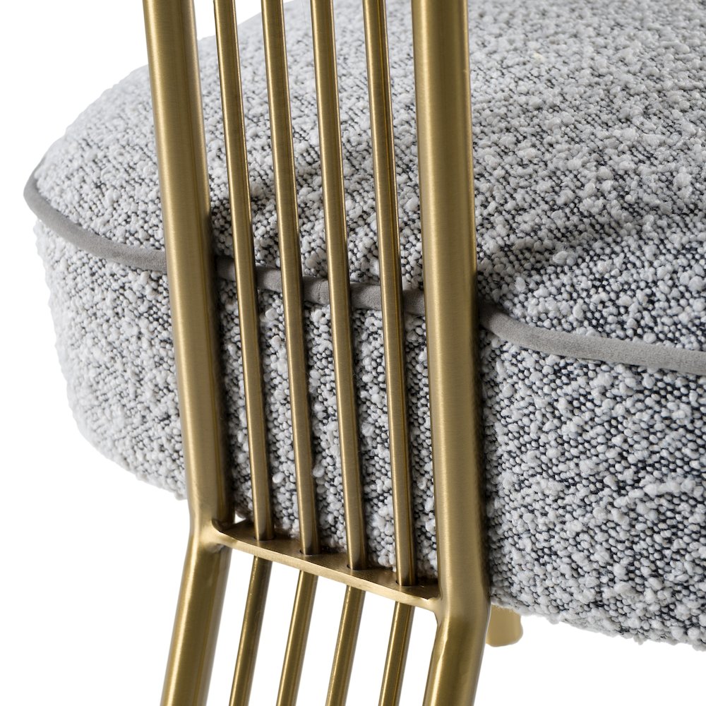 Kasem - Modern Grey Fabric Gold Dining Chair. Picture 9